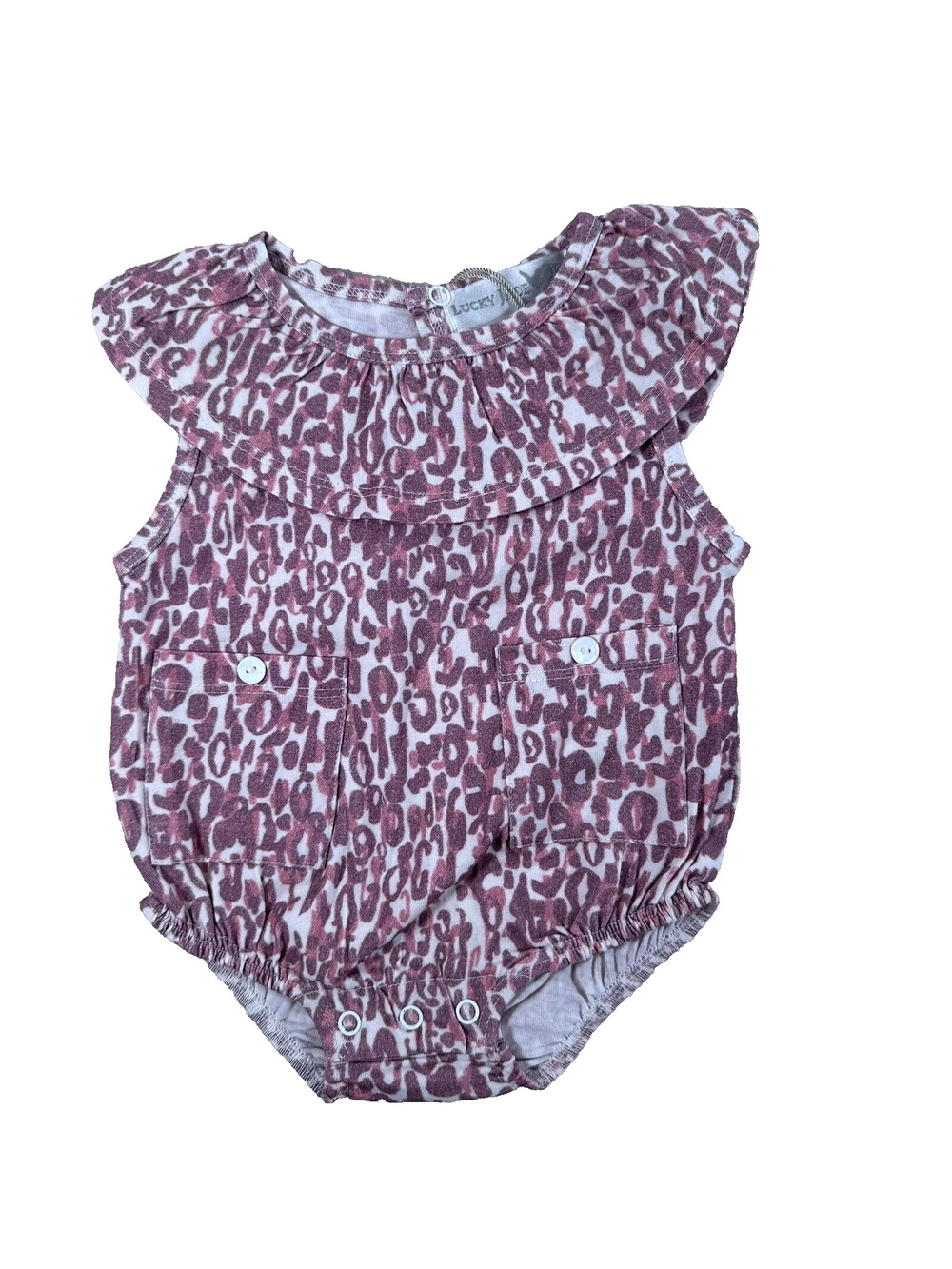 Lucky Jade One Piece Outfit Girls 3/6 Months Pink/Purple Sleeveless Collar Snap